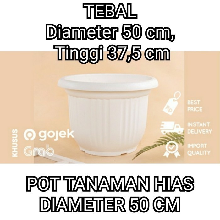 Pot Tanaman Jumbo 50 Pot Bunga Besar 50Cm Putih Tebal Pot Buah 50 Cm Hitam #Gratisongkir