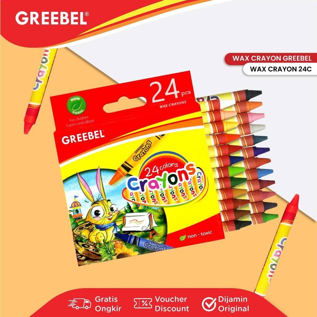 

GREEBEL Crayon Wax 24 Warna / Crayon Oil Pastel / Krayon Greebel