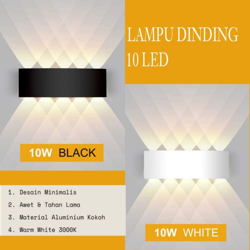 (10 LED 10 Watt) Lampu Dinding Taman Outdoor COB/LED Wall Light 10 Mata 220V Indoor LED Wall Lamp