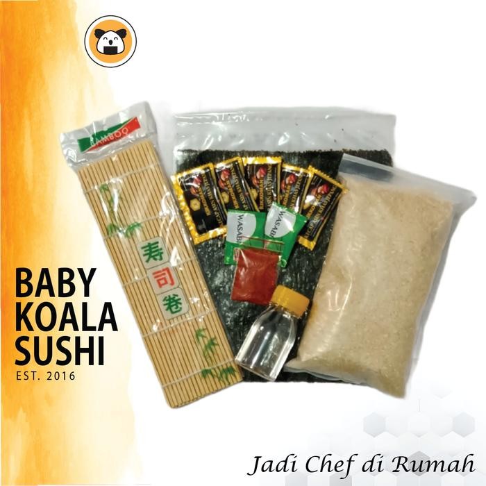 

BisaInstan- Paket 1 Bahan Dasar Sushi Nori, Makisu, Beras, Cuka Seasoning, Shoyu