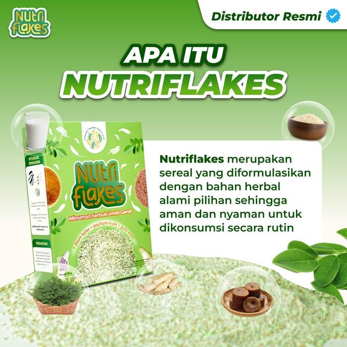 

NUTRIFLAKES OFFICIAL SEREAL UMBI GARUT 1 BOX ORIGINAL FOOD GRANOLA BANTU MASALAH MAAG & ASAM LAMBUNG