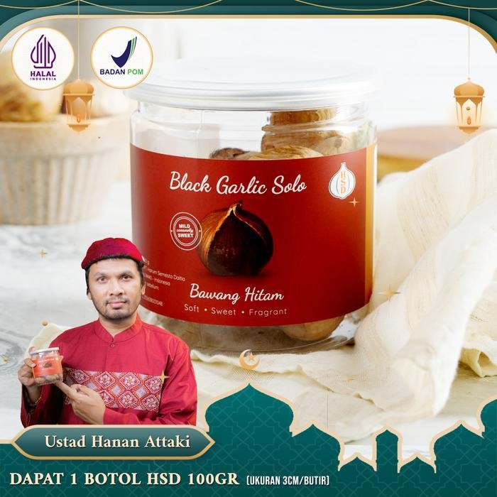 

BisaInstan- Bawang Hitam 3Cm SIZE!! HSD 100 Gr Premium Spices Qc, 1 Botol - Isi 9-10 Butir