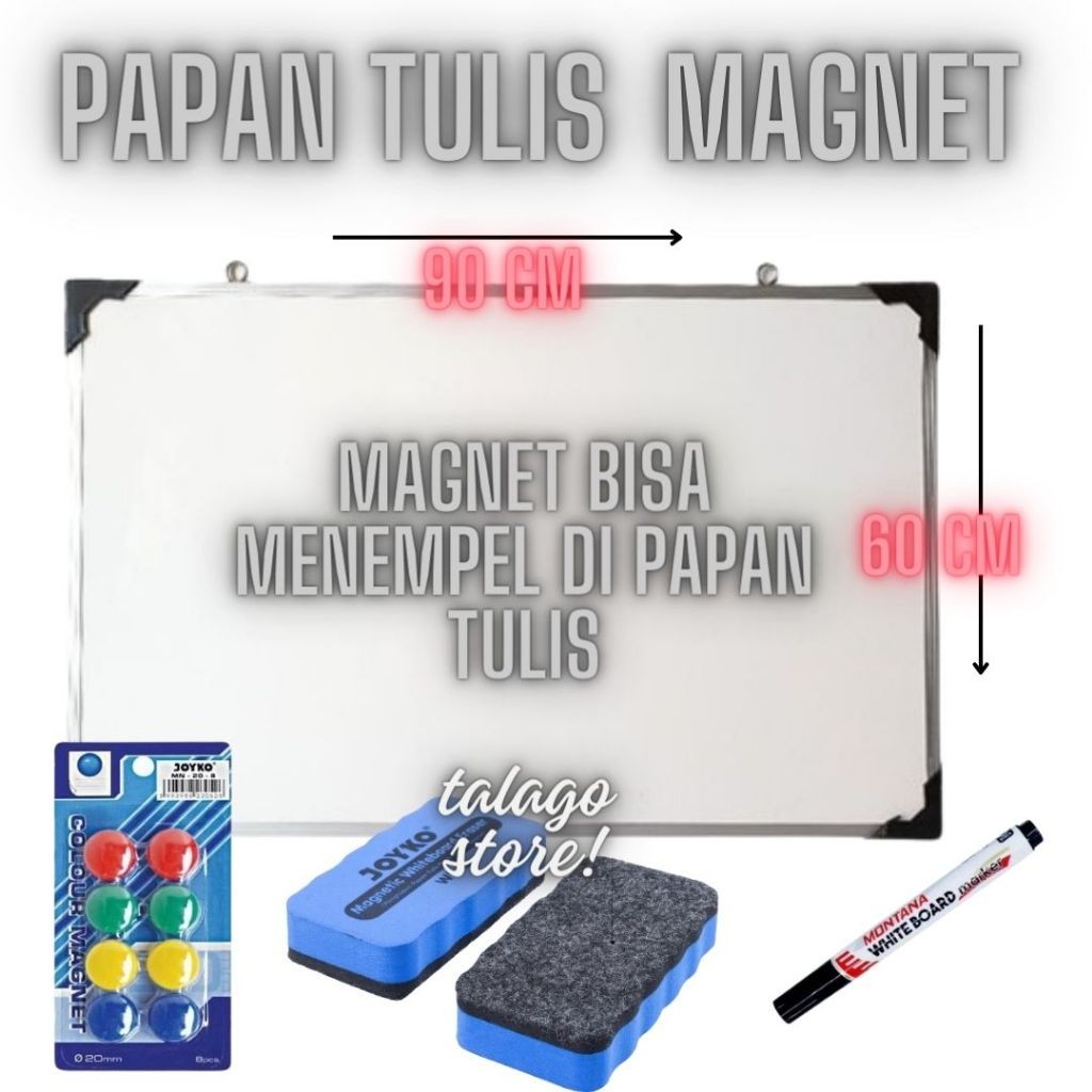 

Papan Tulis / Whiteboard Magnet 40 x 60 / Whiteboard free spidol+ penghapus dan magnet