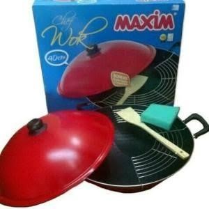 Maxim wajan teflon chef wok set 40cm dengan cover tutup dan spatula