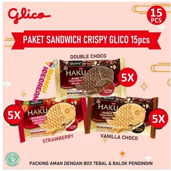 

Kirim,HariYgSama- Paket Ice Cream Haku Crispy Glico 15pcs