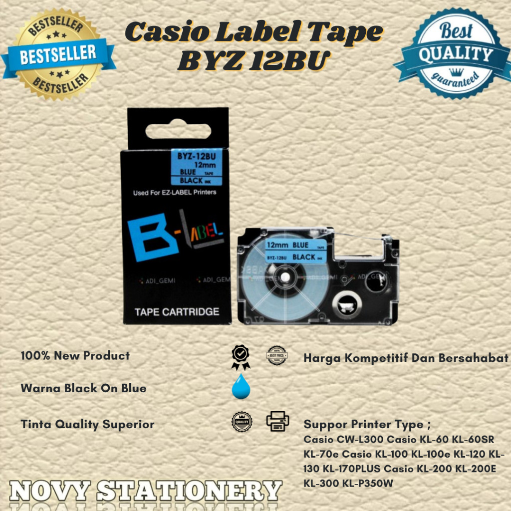 

Compatible Label Tape BYZ 12ABK, BYZ 12BU, BYZ 12YW, BYZ 12RD, BYZ 12WE, BYZ 12GN - KL-60 KL60SR