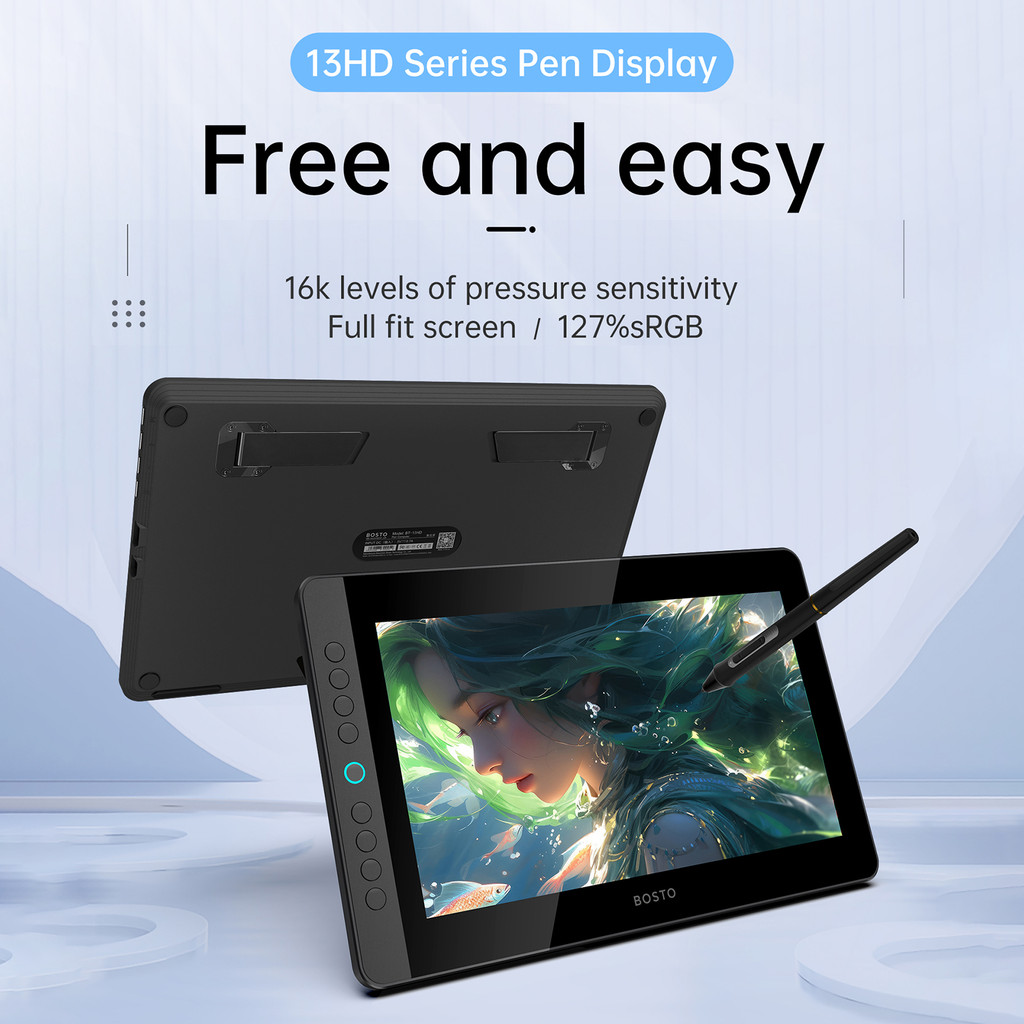 

Bosto Bt-13Hdk Portable Graphics Drawing Tablet 13.3Inch H-Ips Led Screen Display Anti-Glare Digital