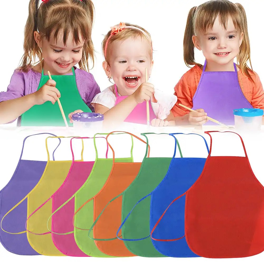 

Children Plain Apron Colorful Non-Woven Fabric Kids Painting Drawing Toys Aprons Crafts Playset