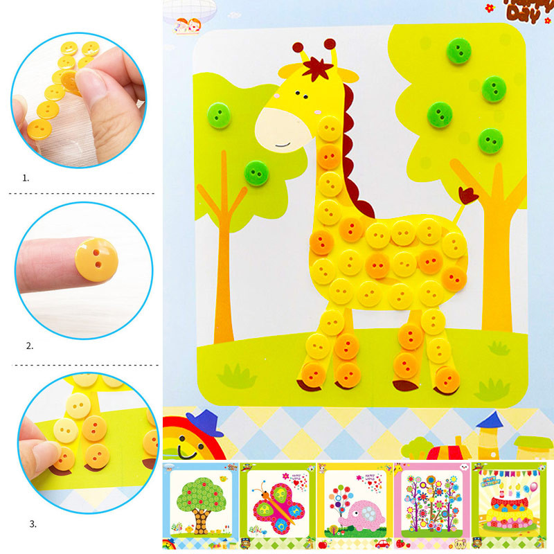 

Kids Diy Button Stickers Drawing Toys Funny Game Handmade School Art Class Painting Drawing Craft