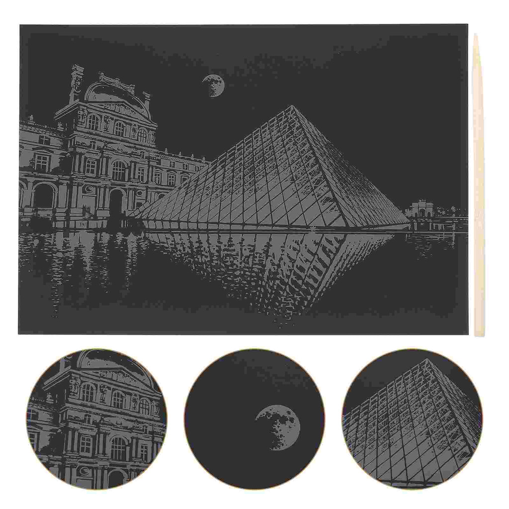 

2 Pcs Scratch City Night View Paper Art Kits Building Cards Children Diy Supplies Drawing Toys