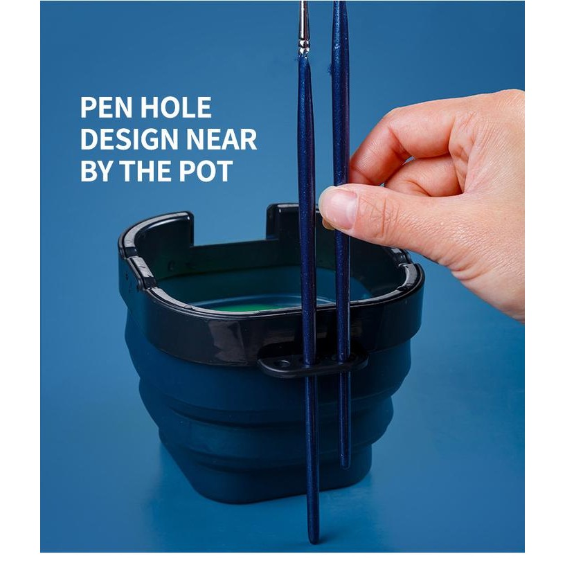 

ready stok superior foldable watercolor pot 3 in 1 kotak penyimpanan cat lukis - kuas - palet -