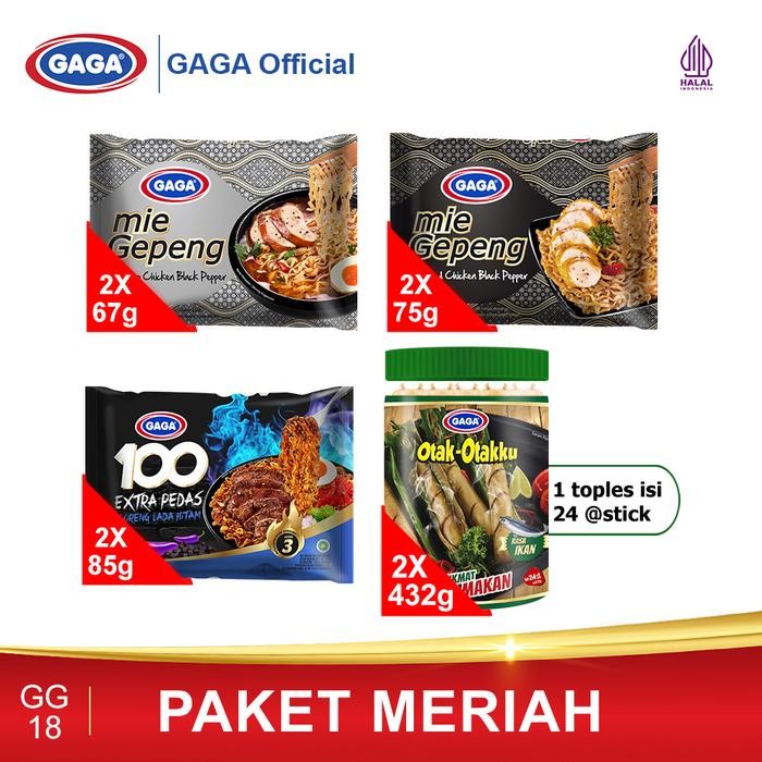 GAGA 100 Goreng Lada Hitam, Mie Gepeng Lada Hitam, Otak-otakku (GG18)