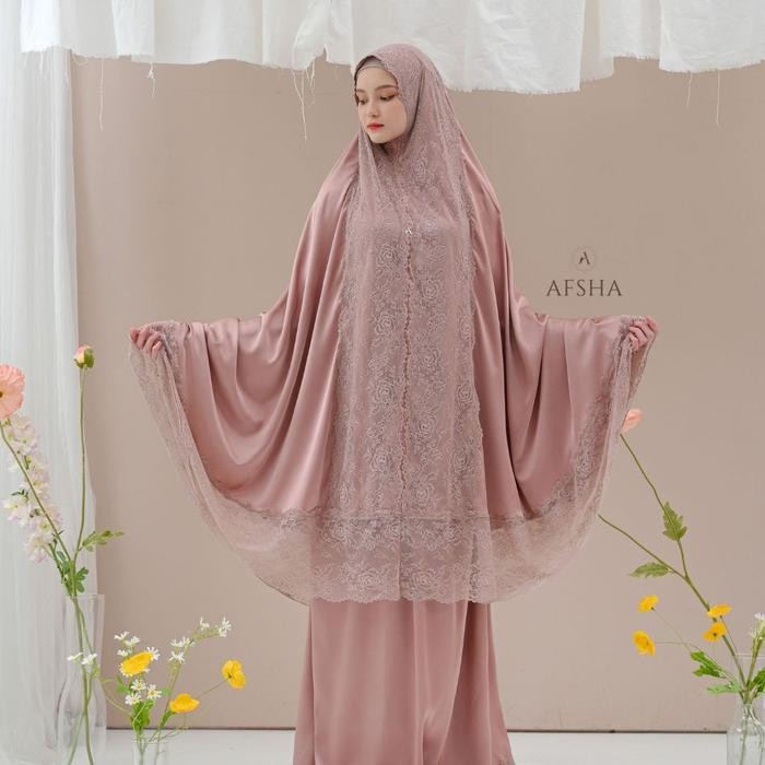 Afsha - Mukena Dewasa Silk Premium (Free Sajadah, Pouch & Box Hampers)