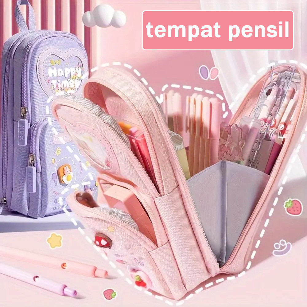 

DotdingTempat Pensil Kotak 3D Anak Perempuan Lucu Besar Kotak pensil Kanvas 6 Ruang Kotak Pensil