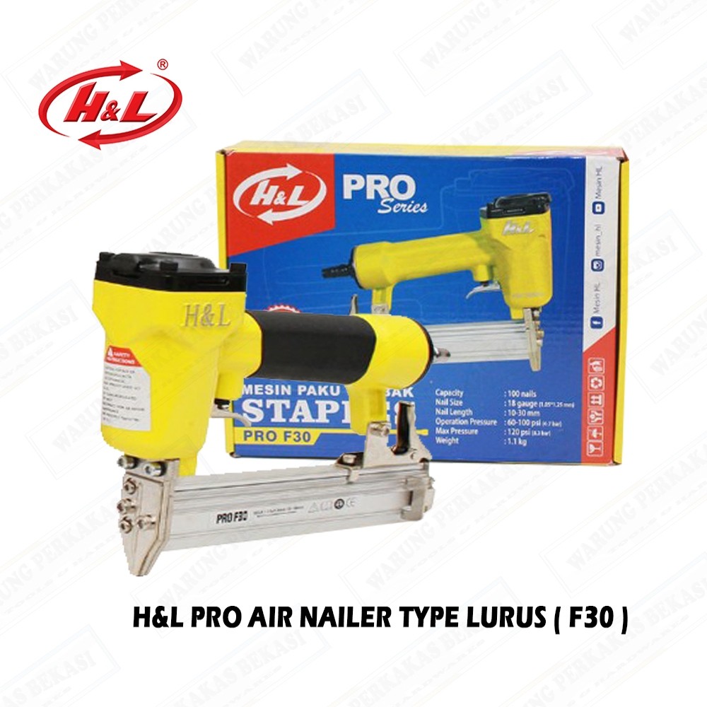 

H&L F30 Air Nailer Alat Paku Angin Model Isi I Lurus - Alat Stapler Gun F-30