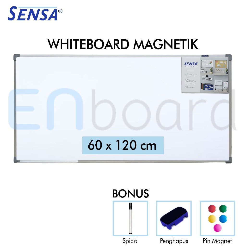 

Papan Tulis Whiteboard / White Board Gantung Magnet Single Face Sensa 60 x 120 cm