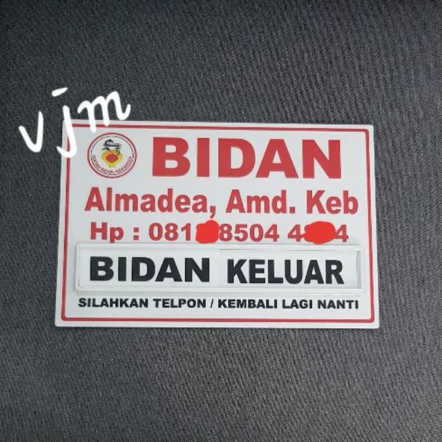 

Acrylic Papan Nama Dokter/Bidan (30x20cm)