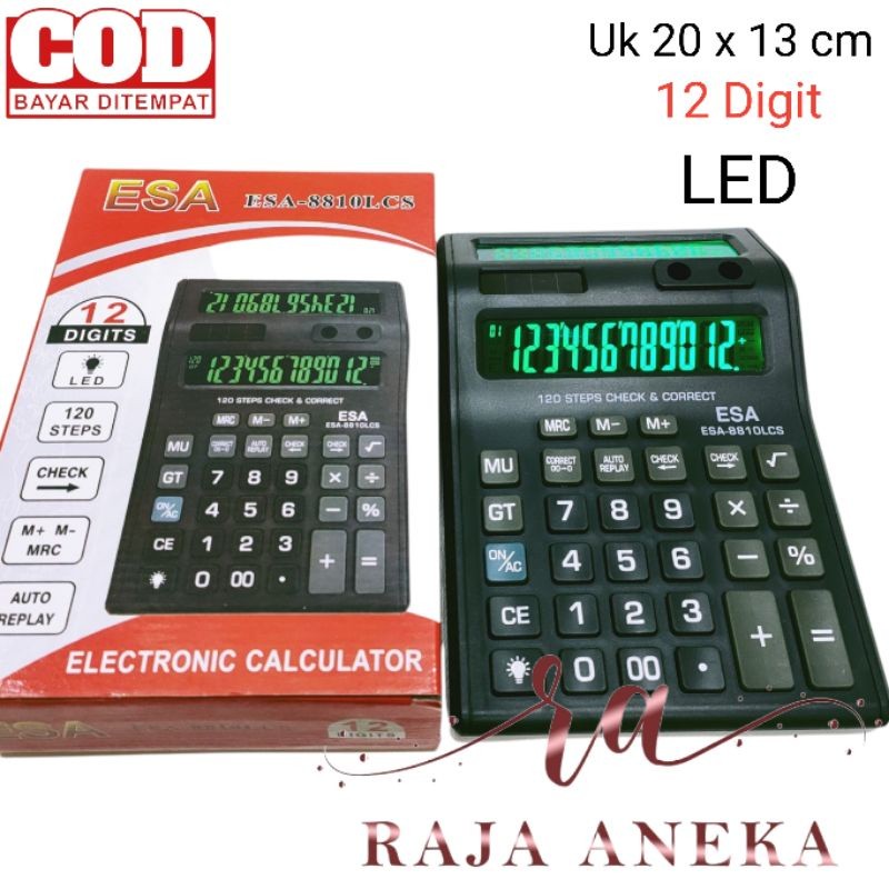 

Kalkulator Layar Lcd Led menyala Calculator Besar Esa 8810 12 digit cek ulang 2 layar bolak balik