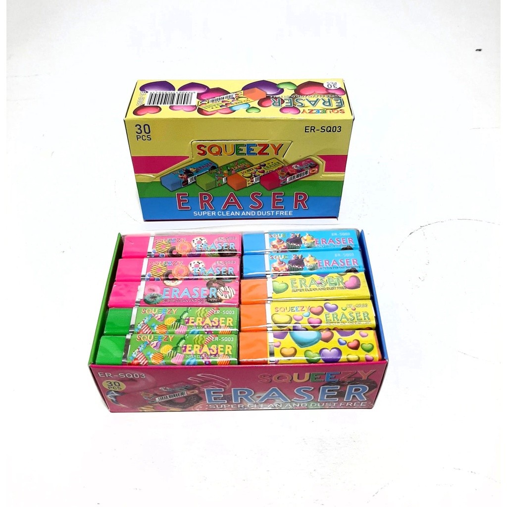 

Harga Grosir (1kotak/30pcs ) Penghapus Eraser Besar ER-SQ03 6X1.5X1.5cm