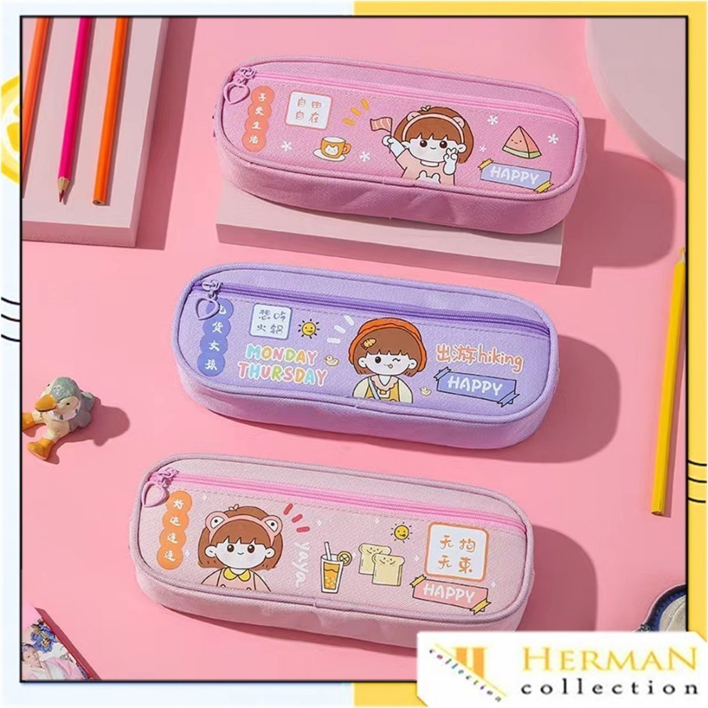 

HC Tempat Pensil 2 Resleting Karakter Kartun Kapasitas Besar Kotak Pensil Anak Perempuan Tempat