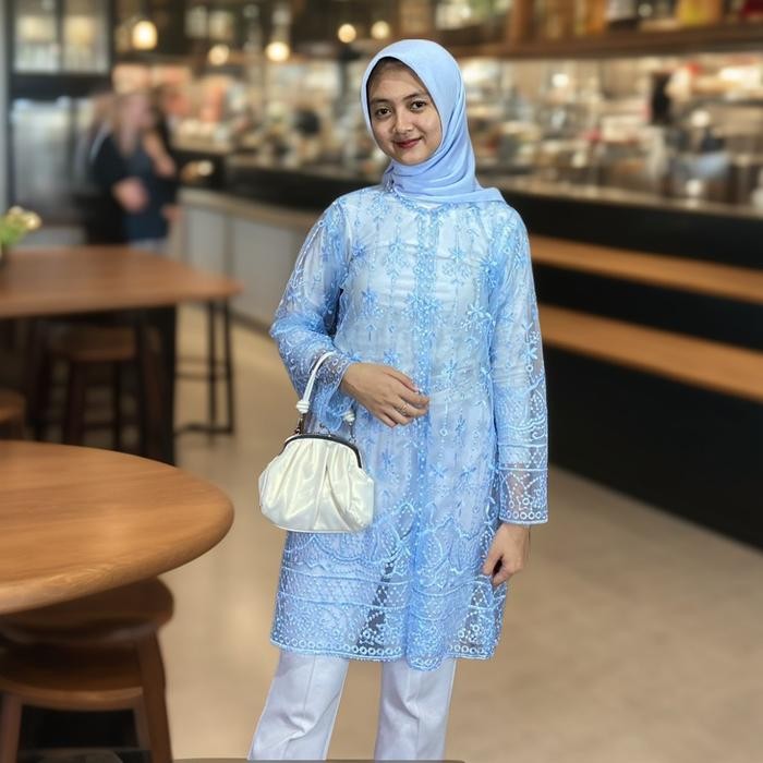 Syamira- Tunik Outer Organza Bordir Etnic / Midi Outer Brukat / Dres Outer Busui / Outer Mewah