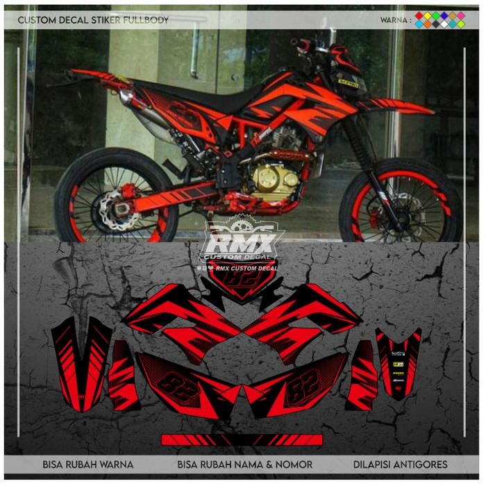PREMIUM DECAL KLX 150 S FULLBODY (004) DEKAL STIKER DTRACKER LAMA HITAM MERAH
