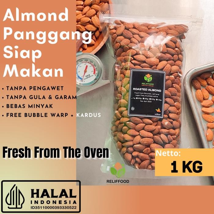 

KACANG ALMOND KUPAS 1 kg SIAP MAKAN - ROASTED ALMOND PREMIUM Snack Food Cemilan