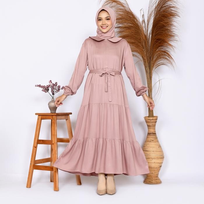 Layali- NHM Gamis Polos Katun Rayon Twill, Dress Gamis Wanita Muslimah