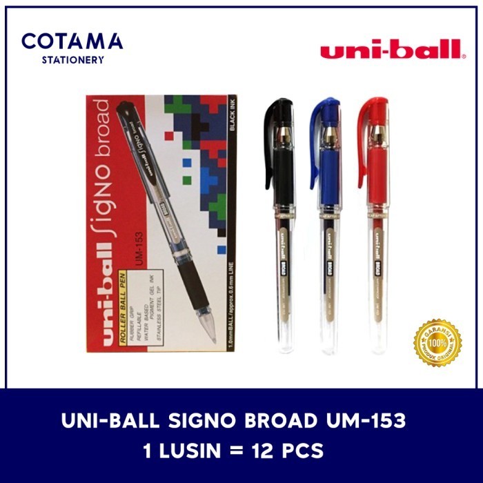 

UM1 Pulpen Uniball Sno Broad UM-153 1.0 mm - 1 lusin isi 12 pcs