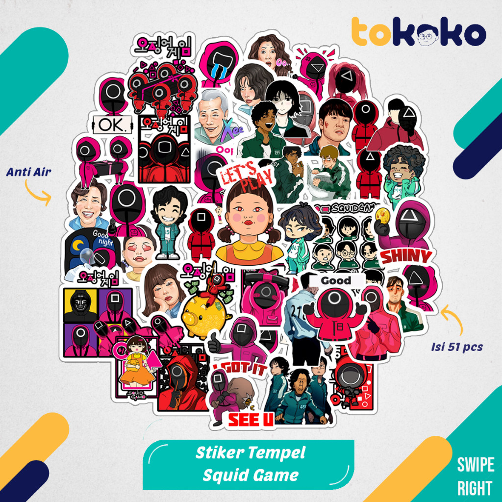 

UM1 Stiker Cutting Squid Game Drakor Kartun Paper Vinyl Dekorasi Laptop Koper Tumbler Kulkas DIY