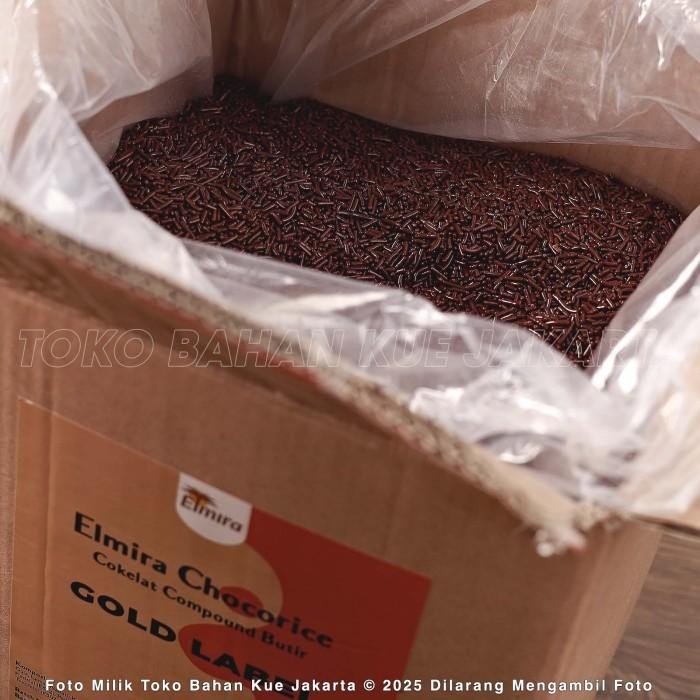 

Elmira Mesis Cokelat Premium GOLD LABEL 250gr Repack Meses Coklat Chocorice Dark Chocolate Bahan Kue
