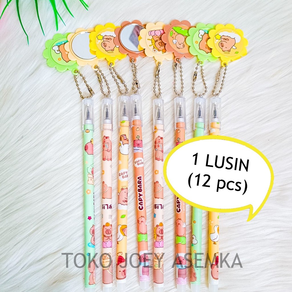 

UM1 (12 PCS) PULPEN GANTUNGAN CERMIN CAPYBARA KAPIBARA PEN PENA BOLPEN CAPPYBARA ALAT TULIS