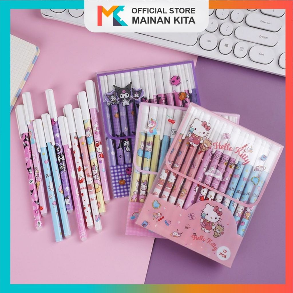 

UM1 MK622 Pulpen Set Karakter Lucu Pulpen Mekanik Isi 12pcs Bolpoin Gel Bisa Dihapus