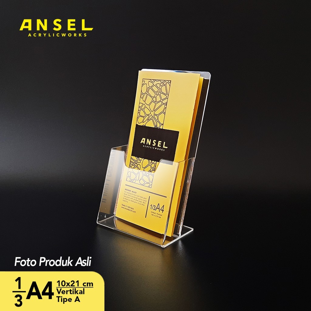 

ANSEL Tempat Brosur Akrilik / Acrylic Flyer Holder - 1/3 A4 - Tipe A Bening