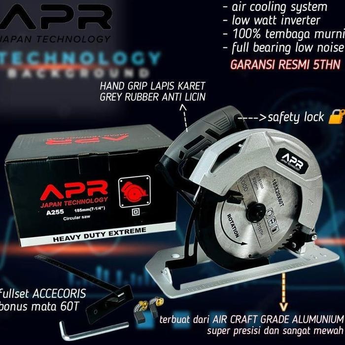 Mesin Sirkel Gergaji Kayu Heavy Duty / Circular Saw APR A255