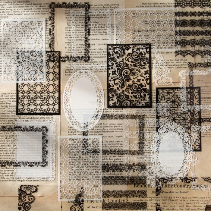 

UM1 30 Lembar Sticker Bingkai Scrapbooking Gwiyeo LACE FANTASY SERIES PET Stickers Deco