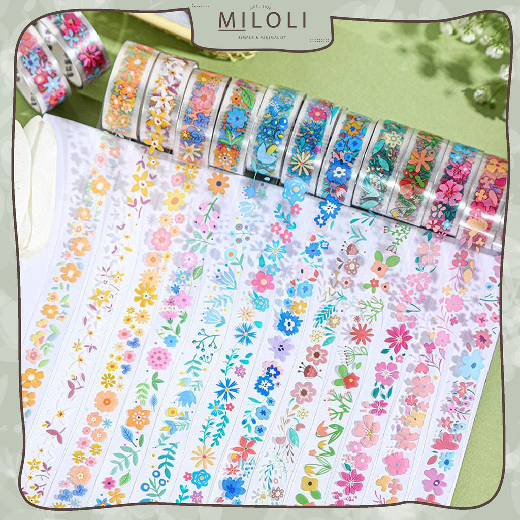 

UM1 [MILOLI] 1Rolls STICKER FLOWER LANGUAGE Cute Lovely PET Stiker Tape Masking Tape BuJo DIY