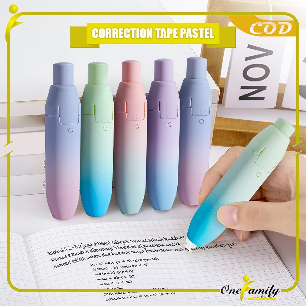 

UM1 ONE-A97 Correction Tape Gradasi Warna Pastel Perlengkapan Sekolah Tip X Kertas Aesthetic / Tip