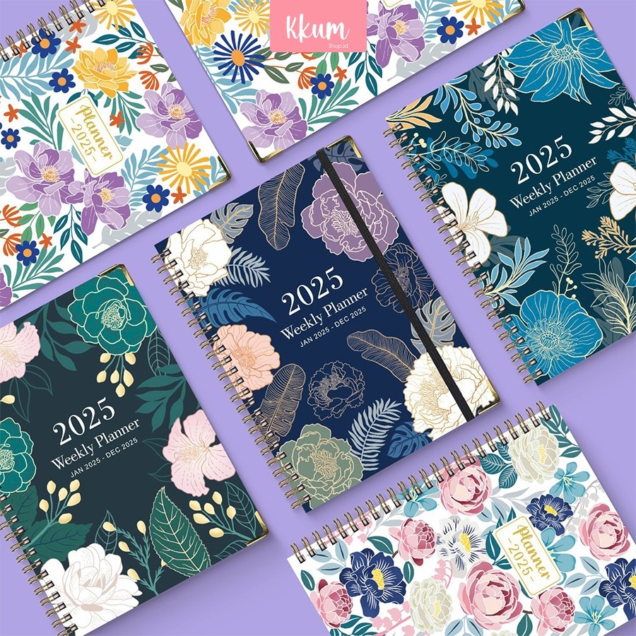 

UM1 Daily Weekly Monthly Planner A5 2025/ Buku Catatan A5 Bahasa Inggris 2025 Coil Diary Agenda