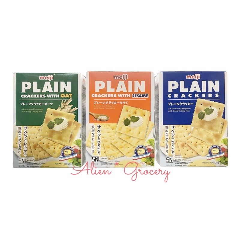 

AYOOOLLARIZSS!! MEIJI Plain Cracker Original With Oat Sesame Wijen Biskuit Diet 104gr