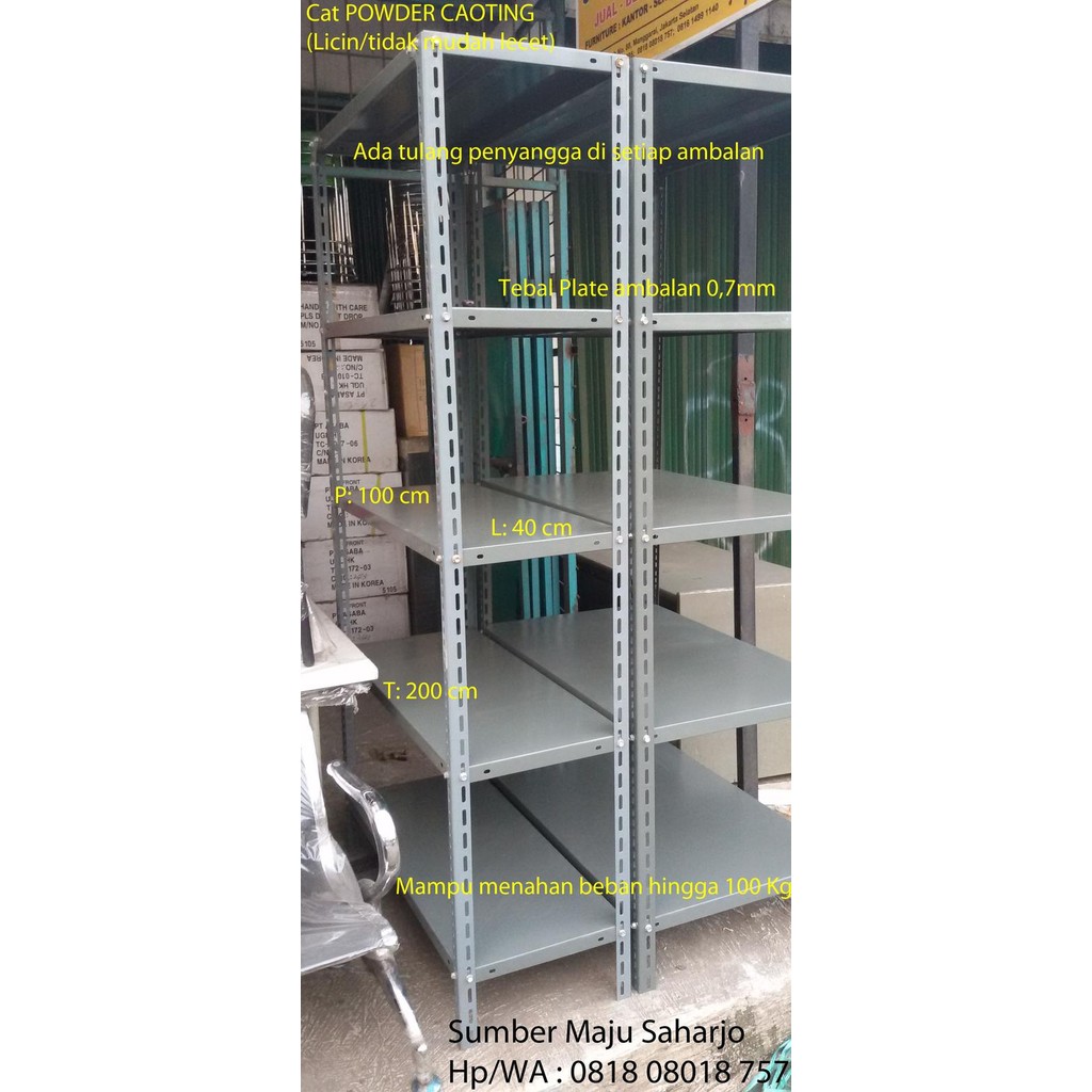 

Rak Besi Arsip Rak Gudang Lemari Arsip Uk. 100X40X200 Cm Murah Grosir