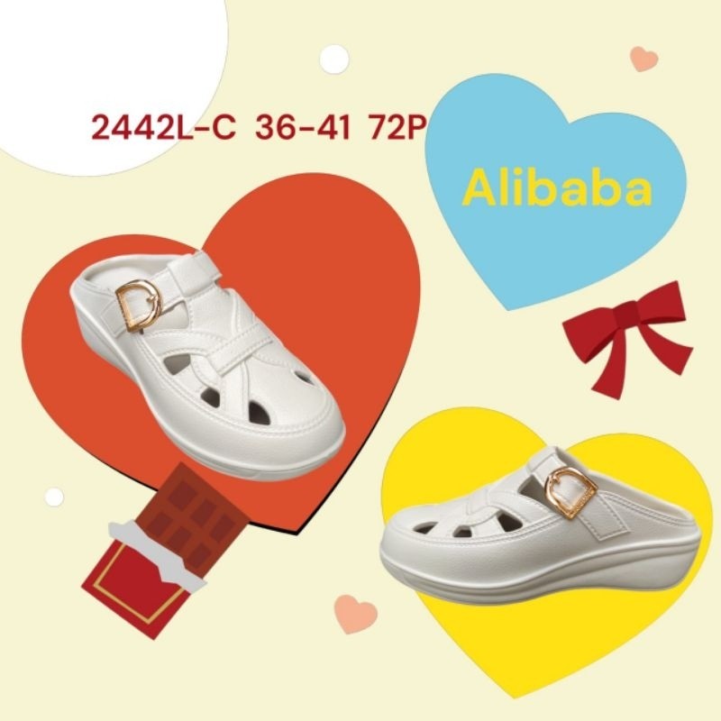 Sepatu sendal karet wanita 2402 alibaba sandal perempuan trendi