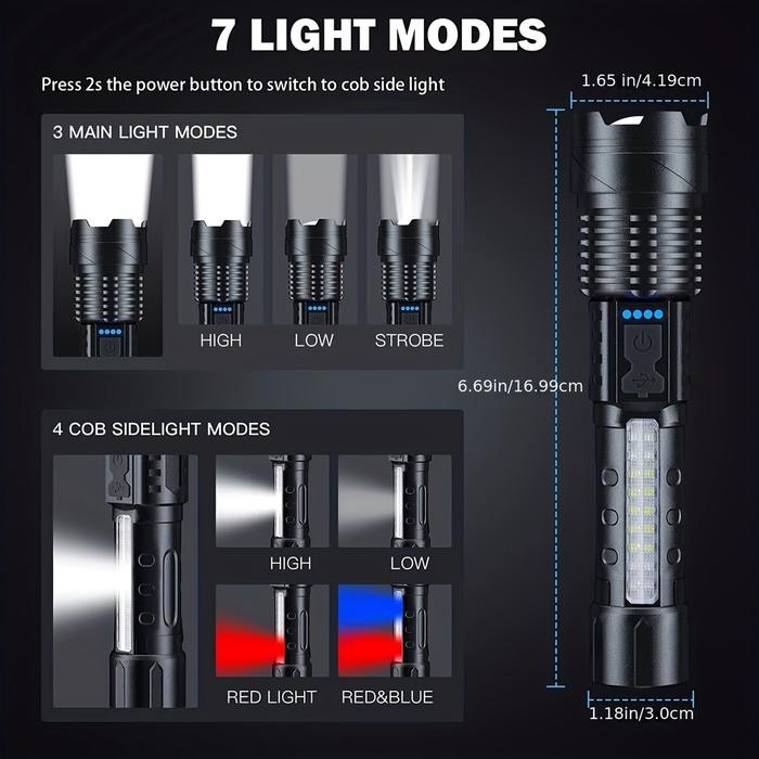 Senter led terangSenter Swat Police Terbaik zoom 7 e cahaya senterLed Rechargeable led a76 j jauhCas