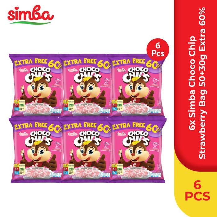

EatFr3sh- Simba Choco Chips Strawberry Bag 50gr + 30gr Free 60% x 6 Pcs