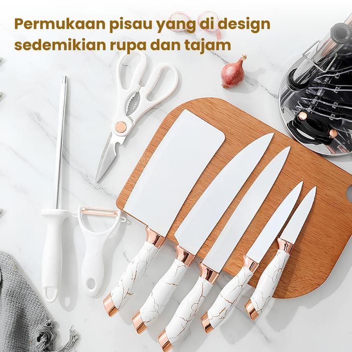 terbaru  set pisau marble stainless steel japanese knife multifungsi / alat dapur knife set high