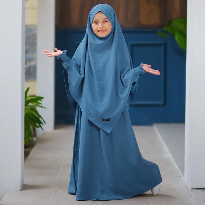 Hayya- French Khimar Nayla Set Gamis Syar'i Anak Perempuan Polos Terbaru