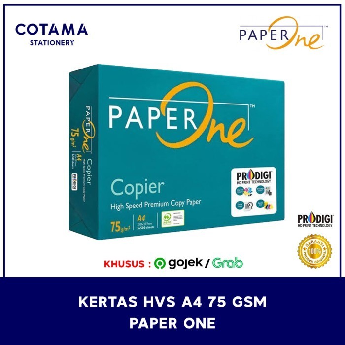 

UM1 Kertas HVS A4 75gr Paper One - 1 Rim isi Lembar