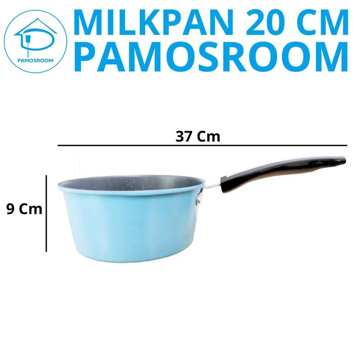 Pamosroom Milk Pan Granit Marble 20Cm Panci Susu Keramik Sauce Pan Marble Anti Lengket Tebal