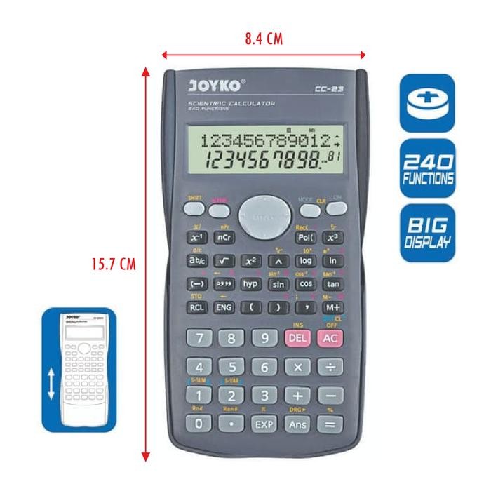 

(1 Pcs) Kalkulator Calculator Scientific Ilmiah 240 Functions Baterai Joyko Cc-23 / Cc-23Co