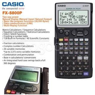 

Casio Calculator Fx 5800 P Programmable Scientific